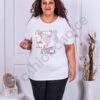 Plus size τουνίκ με πεταλούδες και άνοιγμα στους ώμους-λευκό-κωδ 9808