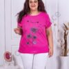 Plus size μπλούζα με απλικέ λουλούδια-φουξία-κωδ 2657-1
