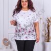 Plus size κοντομάνικη φλοράλ μπλούζα-λευκό-κωδ 2678-4