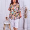 Plus size τουνίκ με τύπωμα λουλούδια-ροζ-κωδ 6078