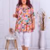 Plus size τουνίκ με τύπωμα λουλούδια-κοραλί-κωδ 6078-2