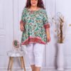 Plus size τουνίκ με Boho μοτίβο-μέντα-κωδ 6073-3