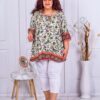 Plus size τουνίκ με Boho μοτίβο-εκρού-κωδ 6073