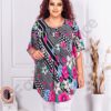 Plus size σιφόν τουνίκ με ντεσέν πουά και λουλούδια-κωδ 1317-2