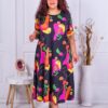 Plus size φόρεμα με χρωματιστό ντεσέν-κωδ 23824-9