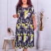 Plus size φόρεμα με χαρούμενο ντεσέν-κίτρινο-κωδ 23824-8