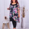 Plus size φόρεμα/τουνίκ με σιφόν floral-κωδ 0878