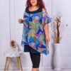 Plus size φόρεμα/τουνίκ με σιφόν-χρωματιστά σχέδια-κωδ 0878-1
