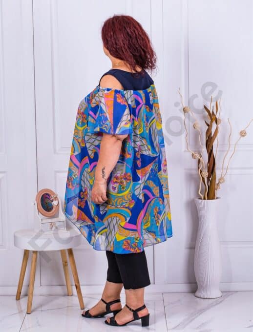 Plus size φόρεμα/τουνίκ με σιφόν-χρωματιστά σχέδια-κωδ 0878-1