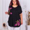 Plus size τουνίκ με φλοράλ απλικέ και στρας-μαύρο-κωδ 7485