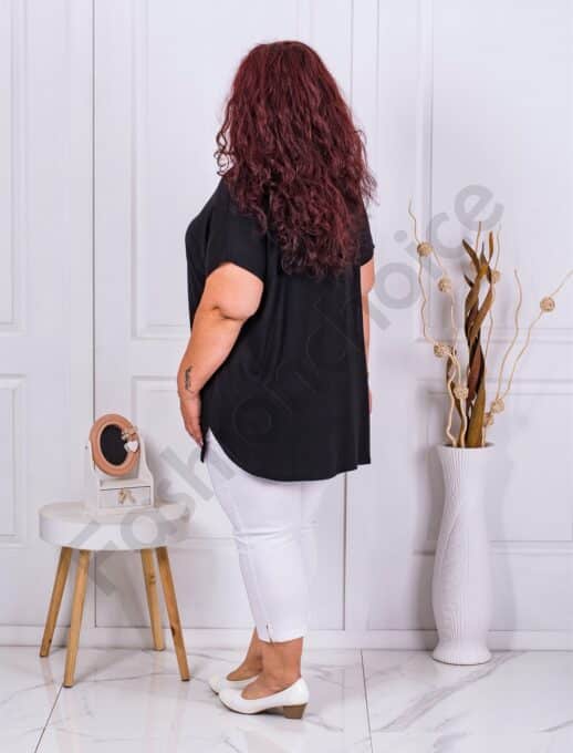 Plus size τουνίκ με φλοράλ απλικέ και στρας-μαύρο-κωδ 7485
