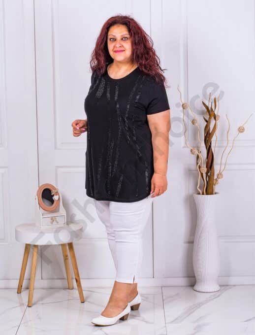 Plus size τουνίκ με διακοσμητικά στρας-μαύρο-κωδ 7577