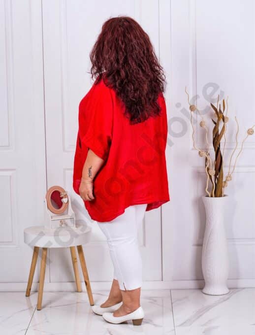 Plus size λινή τουνίκ-κόκκινο-κωδ 2928