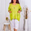 Plus size λινή τουνίκ-λαχανί-κωδ 2928-1