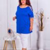 Plus size μπλούζα με άνοιγμα στους ώμους-μπλε ρουά-κωδ 23994-3
