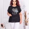 Plus size μπλούζα με απλικέ καρδιά-μαύρο-κωδ 2665