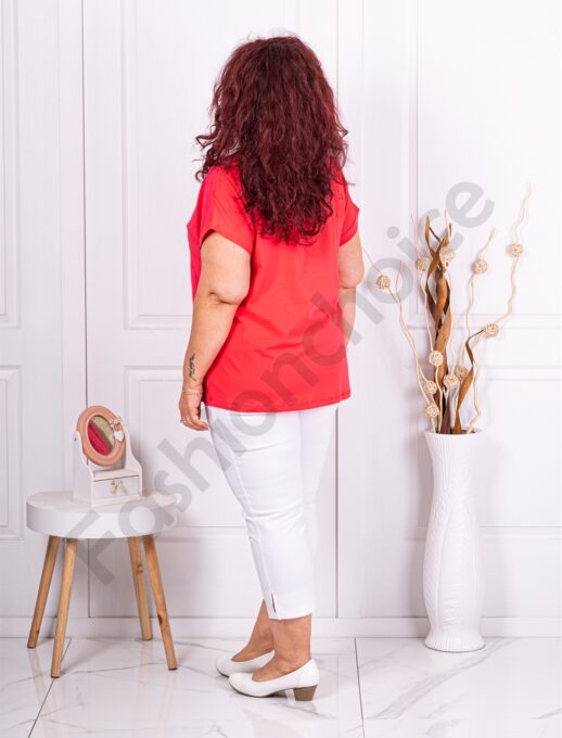 Plus size μπλούζα με απλικέ καρδιά-κοραλί-κωδ 2665-1