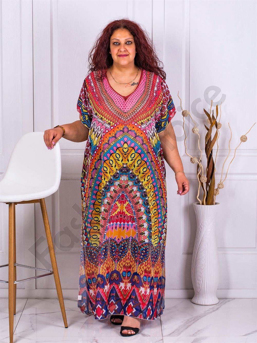 Plus size μακρύ καφτάνι Boho-κωδ 1003