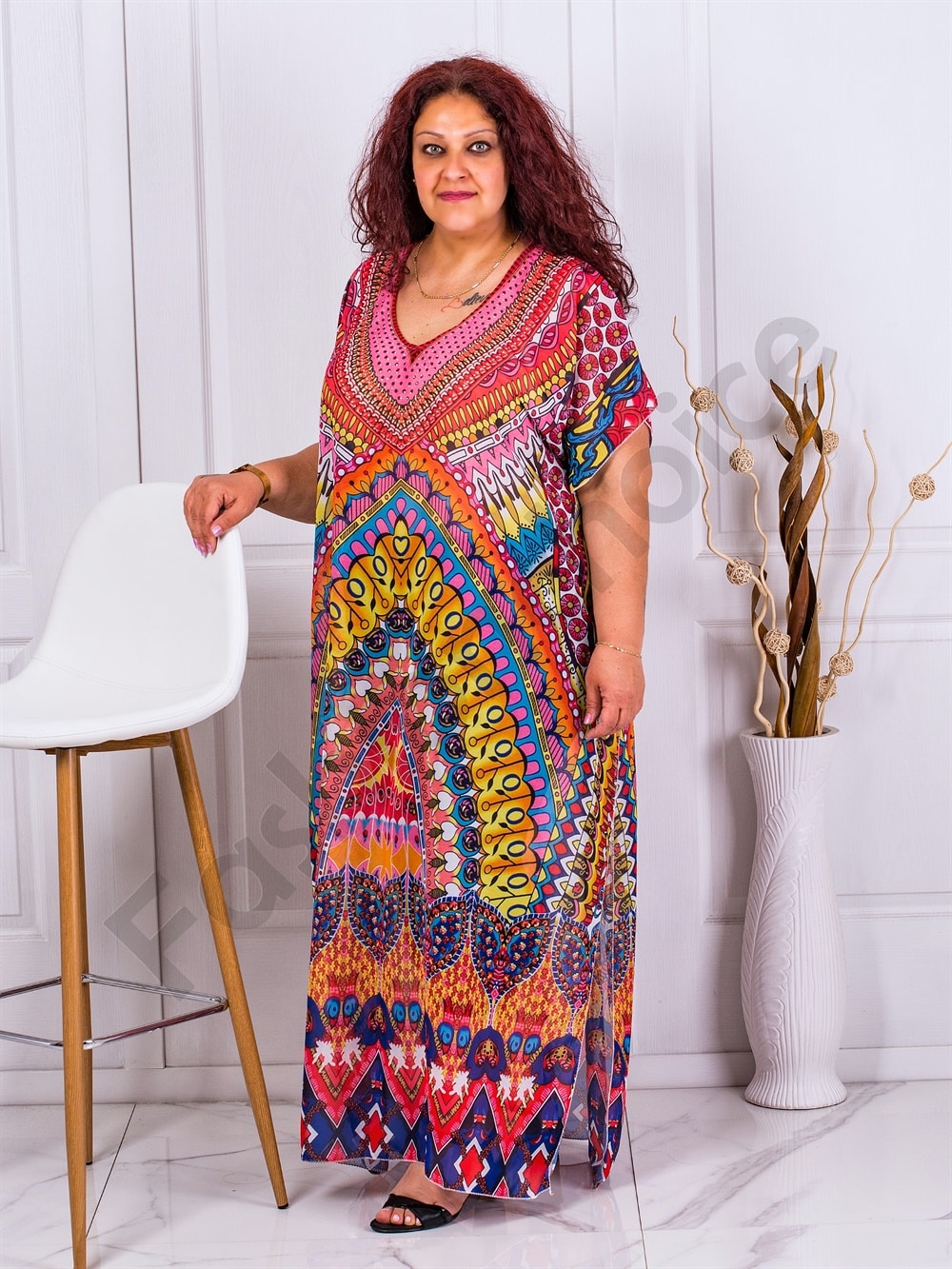 Plus size μακρύ καφτάνι Boho-κωδ 1003