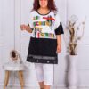 Plus size τουνίκ με χρωματιστές επιγραφές-κωδ 4051
