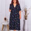 Plus size φλοράλ φόρεμα με V λαιμόκοψη-κωδ 63751-4