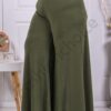 Plus size φαρδιά παντελόνα με λάστιχο-χακί-κωδ 23985-2