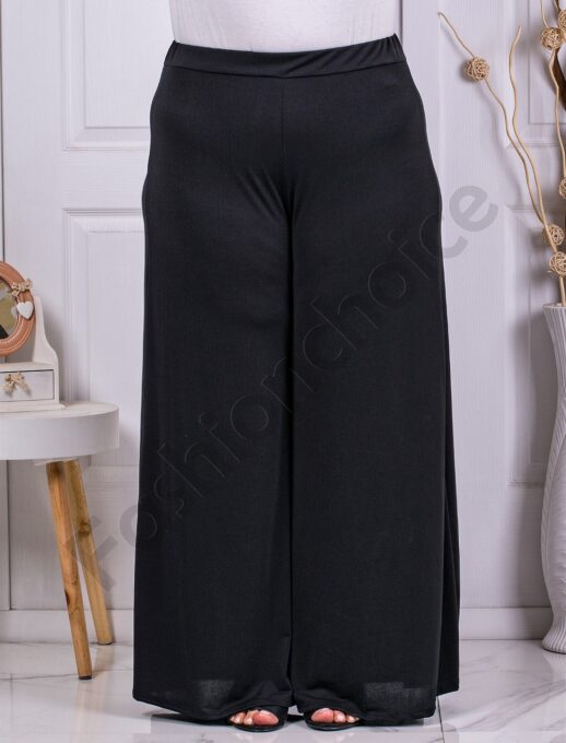 Plus size φαρδιά παντελόνα με λάστιχο-μαύρο-κωδ 23985