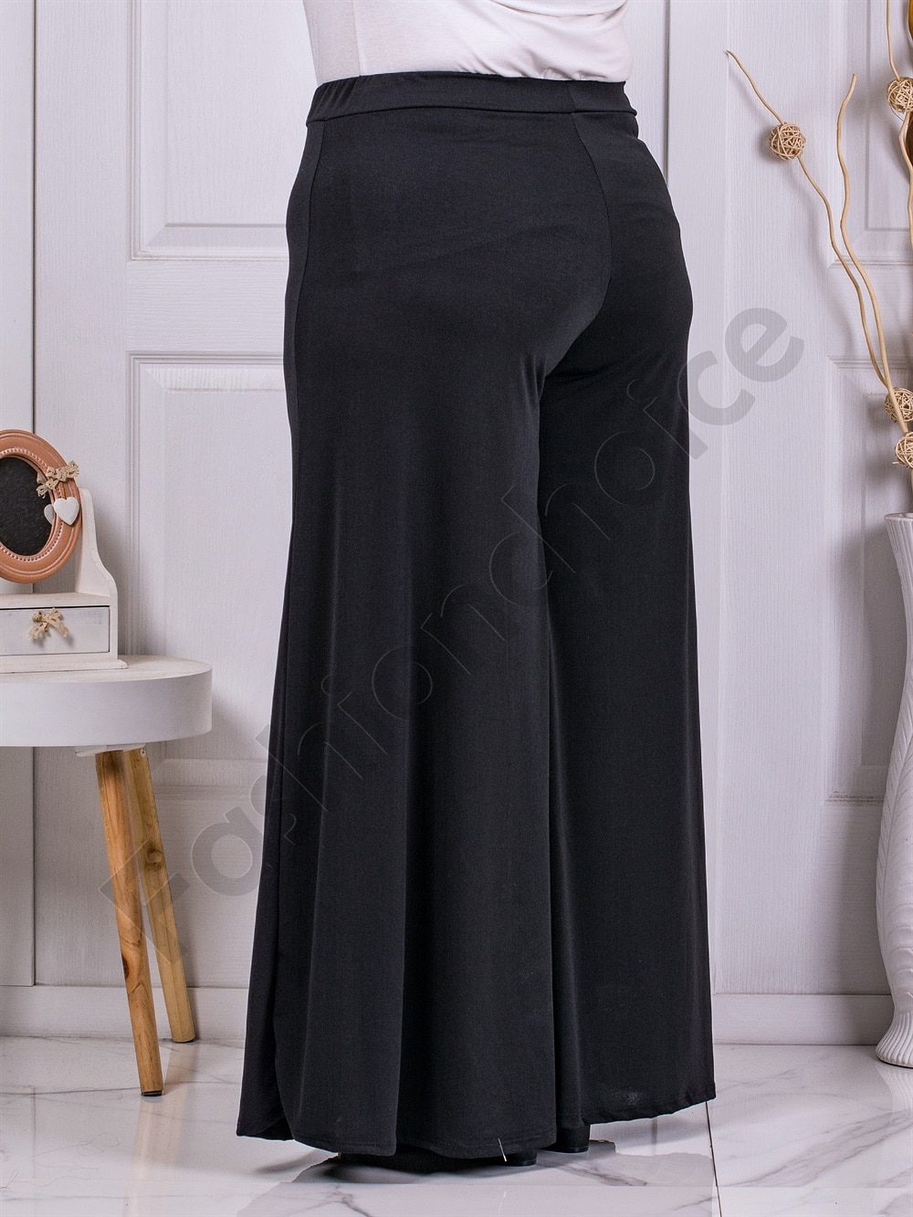 Plus size φαρδιά παντελόνα με λάστιχο-μαύρο-κωδ 23985