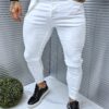 Ανδρικό τζιν Skinny Fit με διακοσμητική αλυσίδα-λευκό-κωδ 17088