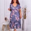 Plus size φλοράλ φόρεμα με V λαιμόκοψη-γκρι-κωδ 23031