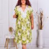 Plus size φόρεμα με δαντέλα στη λαιμόκοψη-κίτρινο-κωδ 2895-2