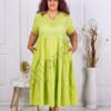 Plus size φόρεμα με βολάν και δαντέλα-λαχανί-κωδ 10127-5