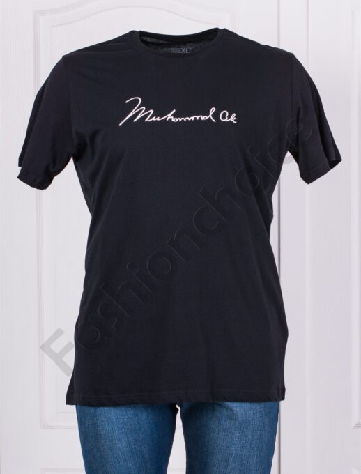 Plus size ανδρική T-shirt με επιγραφή Muhammad Ali-μαύρο-κωδ 23160