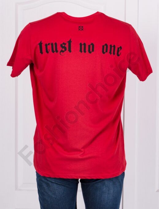 Plus size ανδρικό T-shirt με στάμπα μπροστά και πίσω-κόκκινο-κωδ 23150-1