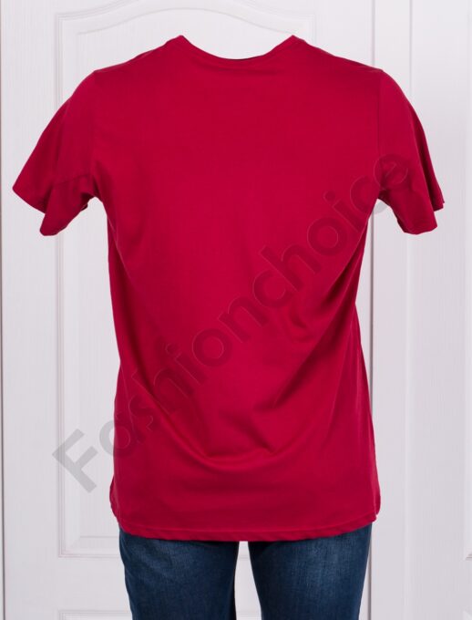 Plus size ανδρικό T-shirt με στάμπα Brain Melt-κόκκινο-κωδ 23141-2