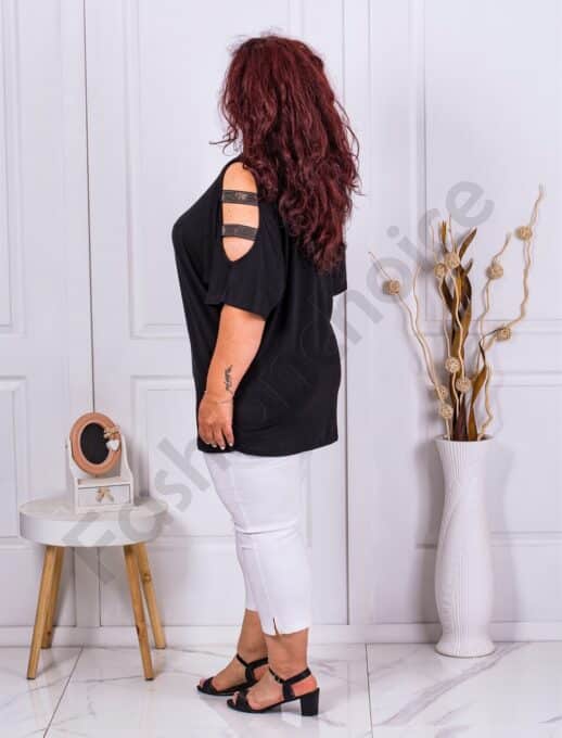 Plus size μπλούζα με άνοιγμα στους ώμους-κωδ 0484