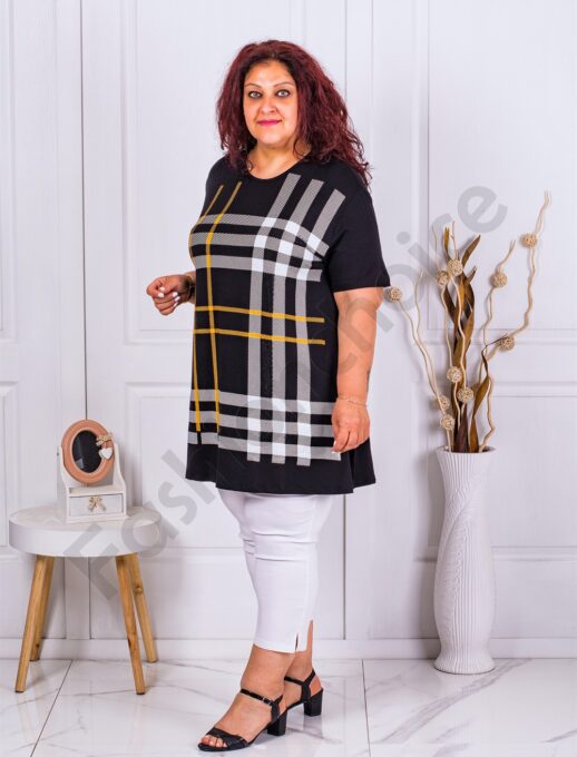 Plus size τουνίκ με καρό σχέδιο-κωδ 0435