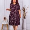 Plus size φόρεμα με λεοπάρ μοτίβο-μπορντό-κωδ 0276