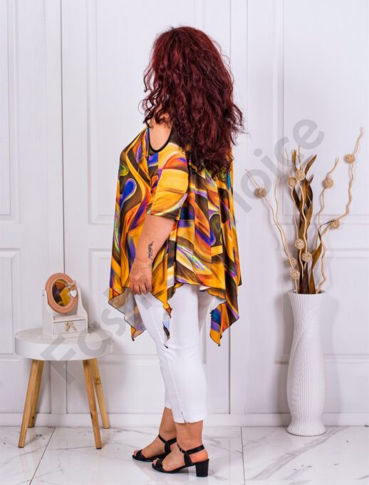 Plus size τουνίκ με άνοιγμα στους ώμους-ώχρα-κωδ 1359-3