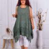 Plus size μακρύ τοπ με δαντέλα στο κάτω μέρος-χακί-κωδ 3287-2