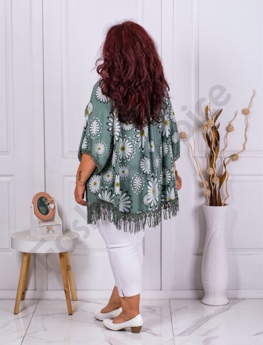 Plus size τουνίκ με σχέδιο μαργαρίτες-χακί-κωδ 2993