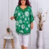 Plus size τουνίκ με σχέδιο μαργαρίτες-πράσινο-κωδ 2993-2