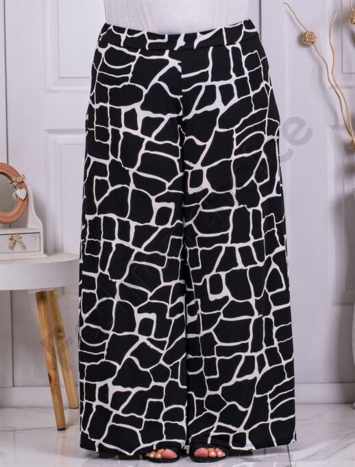 Plus size φαρδιά παντελόνα σε ασπρόμαυρο-κωδ 53591