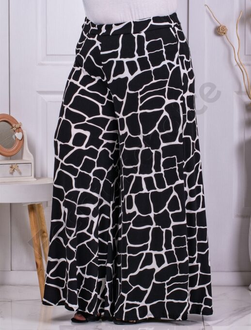 Plus size φαρδιά παντελόνα σε ασπρόμαυρο-κωδ 53591