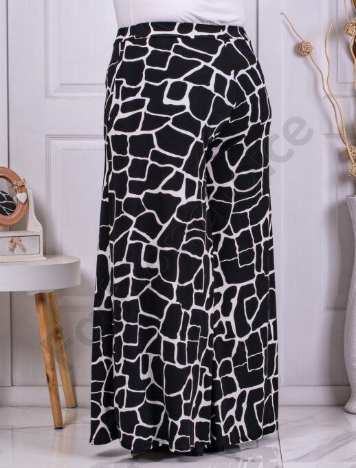 Plus size φαρδιά παντελόνα σε ασπρόμαυρο-κωδ 53591
