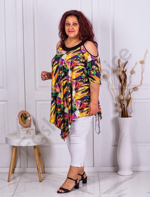 Plus size τουνίκ με χρωματιστό τύπωμα-κίτρινο-κωδ 1359-5