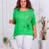 Plus size λινή μπλούζα-πράσινο ηλεκτρίκ-κωδ 3183-3