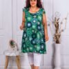 Plus size μακρύ τοπ με φιόγκο στους ώμους-πράσινο-κωδ 1034-5