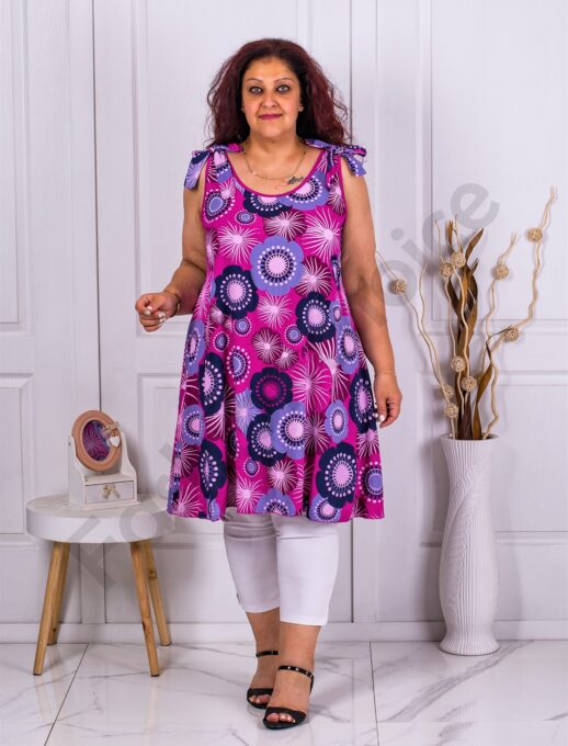 Plus size μακρύ τοπ με φιόγκο στους ώμους-φούξια-κωδ 1034-4