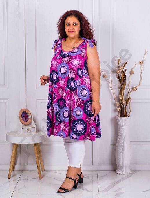 Plus size μακρύ τοπ με φιόγκο στους ώμους-φούξια-κωδ 1034-4
